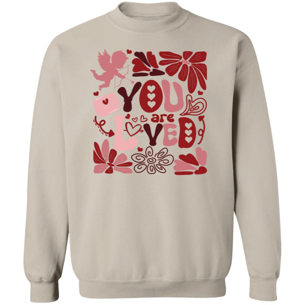 YOU ARE LOVED VALENTINE G180 Gildan Crewneck Pullover Sweatshirt