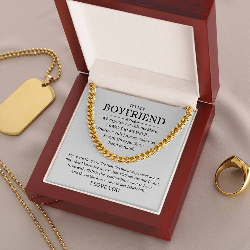 TO MY BOYFRIEND CUBAN LINK CHAIN NECKLACE ANNIVERSARY VALENTINE'S DAY
