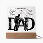 DAD GIFT LED NIGHT LIGHT UP LAMP ACRYLIC PLAQUE A DAUGHTER'S FIRST LOVE FIRST HERO