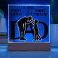 DAD KEEPSAKE LED NIGHT LIGHT UP LAMP ACRYLIC PLAQUE A SON'S FIRST HERO FIRST FRIEND