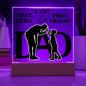 DAD KEEPSAKE LED NIGHT LIGHT UP LAMP ACRYLIC PLAQUE A SON'S FIRST HERO FIRST FRIEND