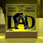 DAD KEEPSAKE LED NIGHT LIGHT UP LAMP ACRYLIC PLAQUE A SON'S FIRST HERO FIRST FRIEND