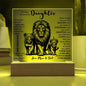 TO OUR DAUGHTER FROM MOM AND DAD LION LED KEEPSAKE NIGHT LIGHT UP LAMP ACRYLIC PLAQUE GIFT