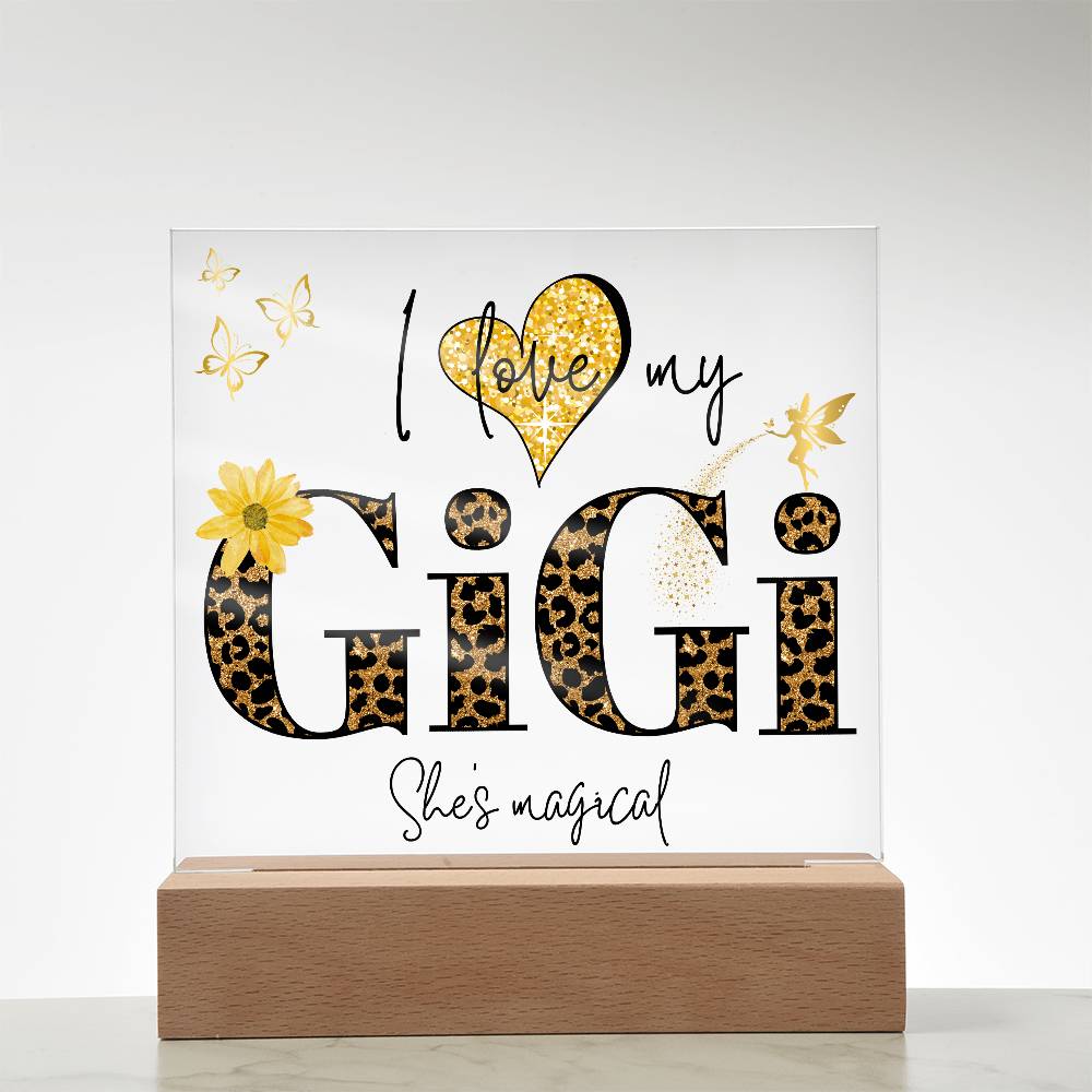 I LOVE MY GIGI SHE'S MAGICAL ACRYLIC LED NIGHT LIGHT PLAQUE LEOPARD PRINT