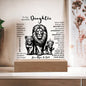 TO OUR DAUGHTER FROM MOM AND DAD LION LED KEEPSAKE NIGHT LIGHT UP LAMP ACRYLIC PLAQUE GIFT