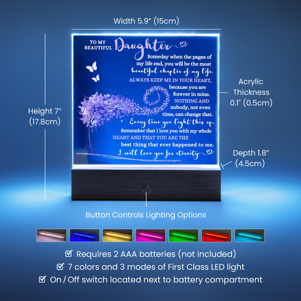 TO MY BEAUTIFUL DAUGHTER LED NIGHT LIGHT UP ACRYLIC PLAQUE