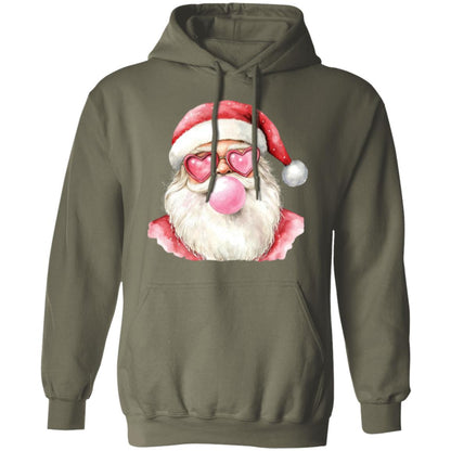 BUBBLEGUM DIVA SANTA BLOWING BUBBLE HEART GLASSES HOODIE SWEATSHIRT