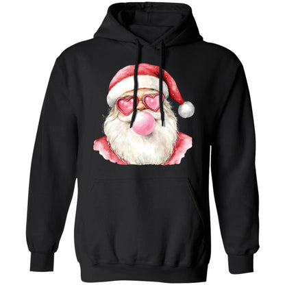 BUBBLEGUM DIVA SANTA BLOWING BUBBLE HEART GLASSES HOODIE SWEATSHIRT