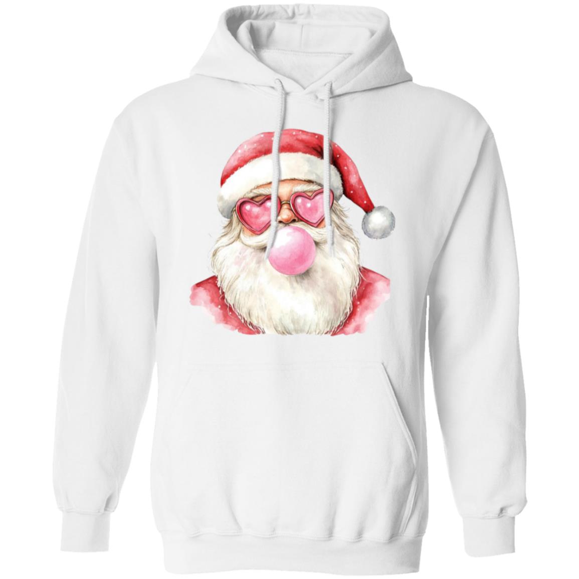 BUBBLEGUM DIVA SANTA BLOWING BUBBLE HEART GLASSES HOODIE SWEATSHIRT