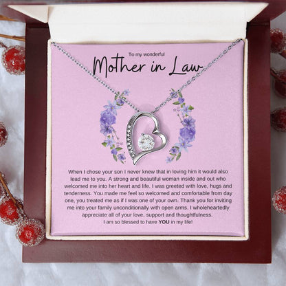 MOTHER IN LAW FOREVER LOVE HEART NECKLACE