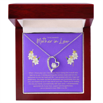 TO MY WONDERFUL MOTHER IN LAW FOREVER LOVE HEART NECKLACE