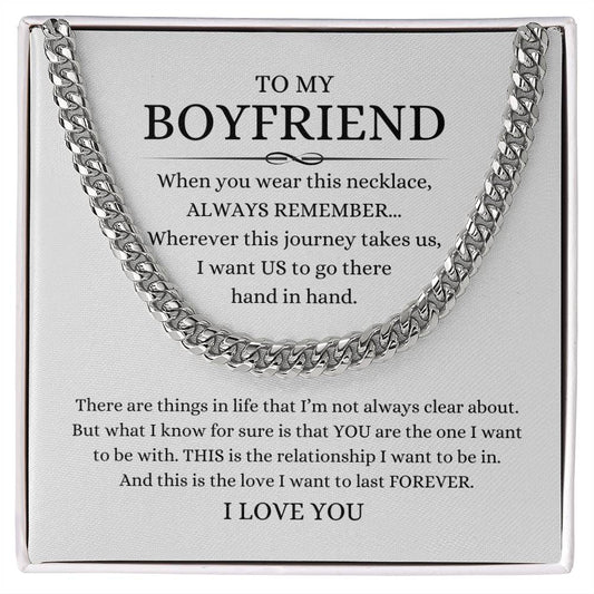 TO MY BOYFRIEND CUBAN LINK CHAIN NECKLACE ANNIVERSARY VALENTINE'S DAY