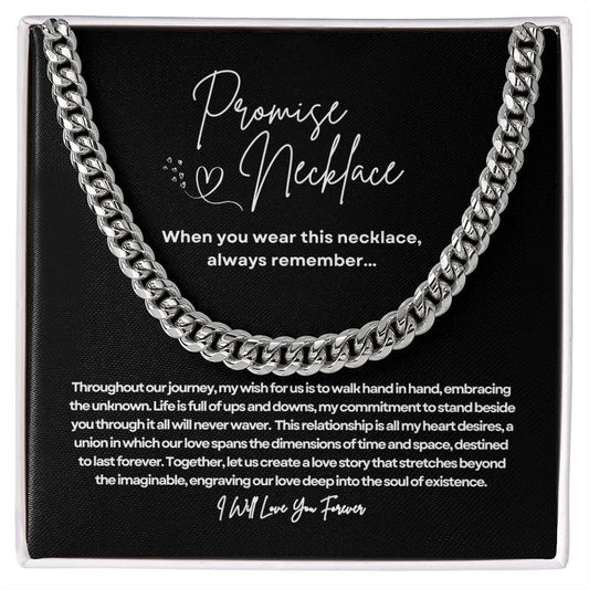 Promise Necklace for him - Cuban Link Chain