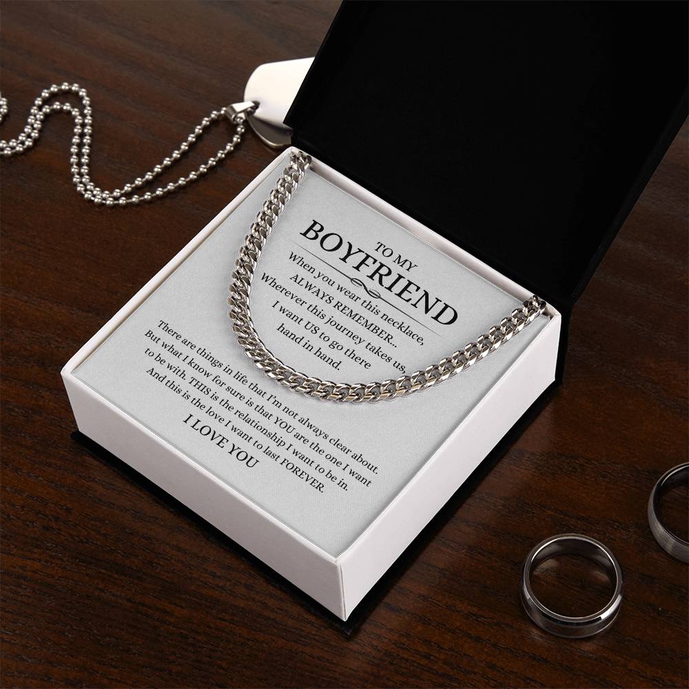 TO MY BOYFRIEND CUBAN LINK CHAIN NECKLACE ANNIVERSARY VALENTINE'S DAY