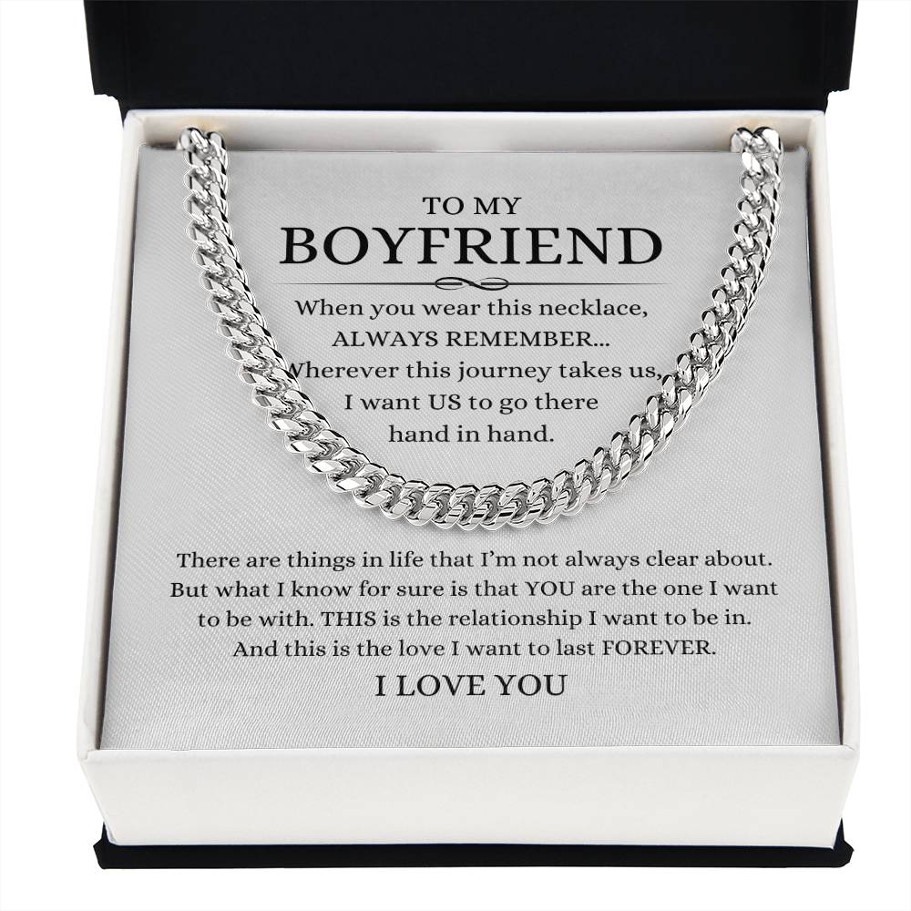 TO MY BOYFRIEND CUBAN LINK CHAIN NECKLACE ANNIVERSARY VALENTINE'S DAY