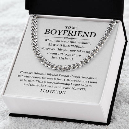 TO MY BOYFRIEND CUBAN LINK CHAIN NECKLACE ANNIVERSARY VALENTINE'S DAY