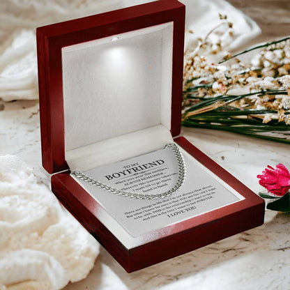 TO MY BOYFRIEND CUBAN LINK CHAIN NECKLACE ANNIVERSARY VALENTINE'S DAY