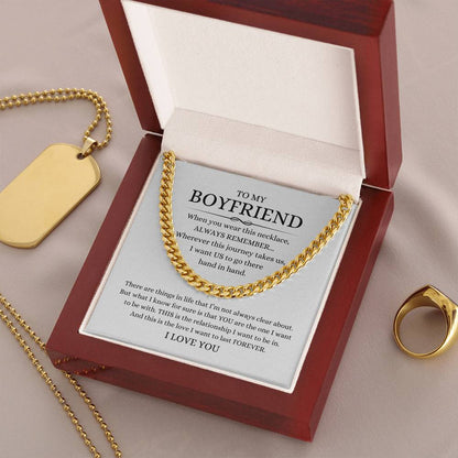 TO MY BOYFRIEND CUBAN LINK CHAIN NECKLACE ANNIVERSARY VALENTINE'S DAY