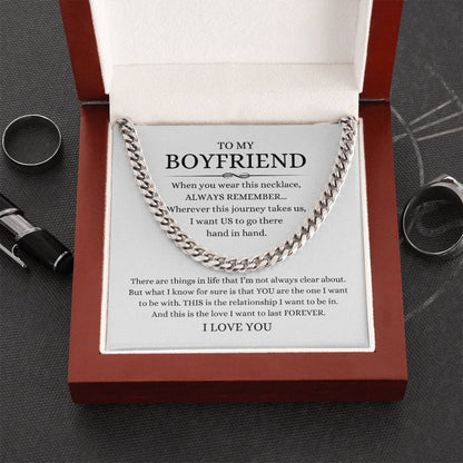 TO MY BOYFRIEND CUBAN LINK CHAIN NECKLACE ANNIVERSARY VALENTINE'S DAY