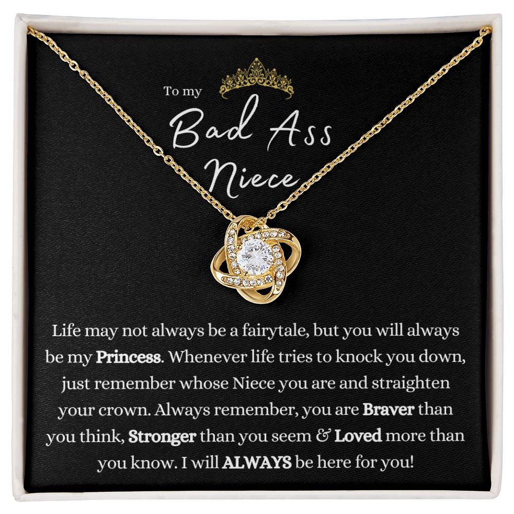 TO MY BAD ASS NIECE LOVE KNOT NECKLACE PRINCESS CROWN TIARA