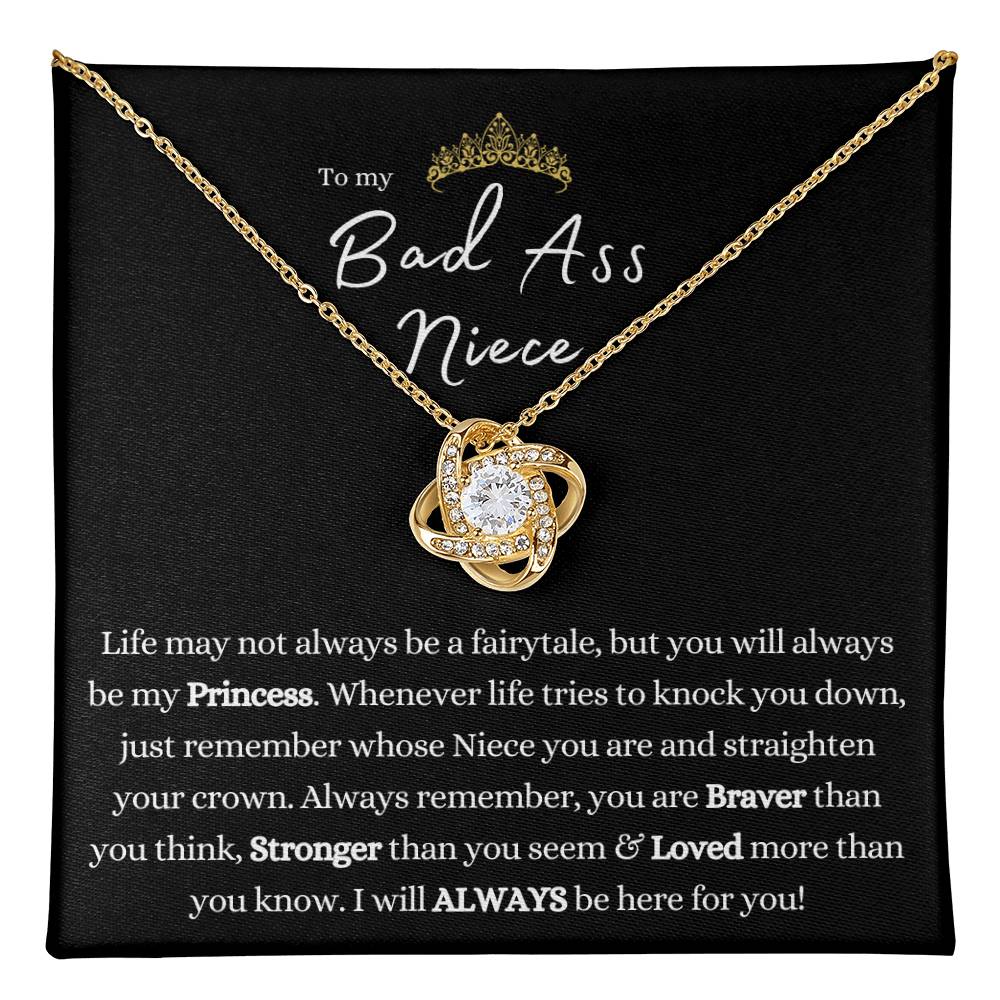TO MY BAD ASS NIECE LOVE KNOT NECKLACE PRINCESS CROWN TIARA