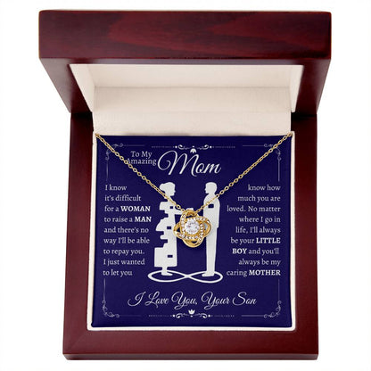 TO MY MOM FROM SON LOVE KNOT NECKLACE