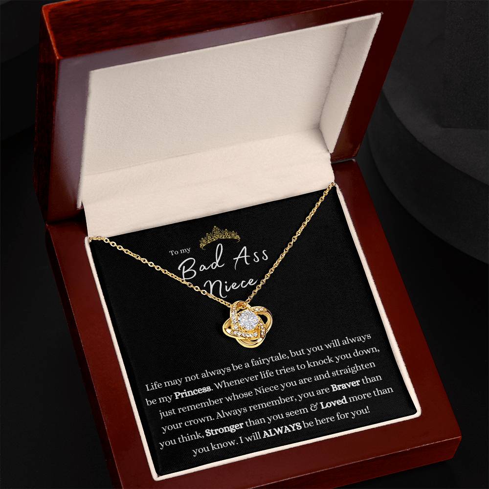 TO MY BAD ASS NIECE LOVE KNOT NECKLACE PRINCESS CROWN TIARA
