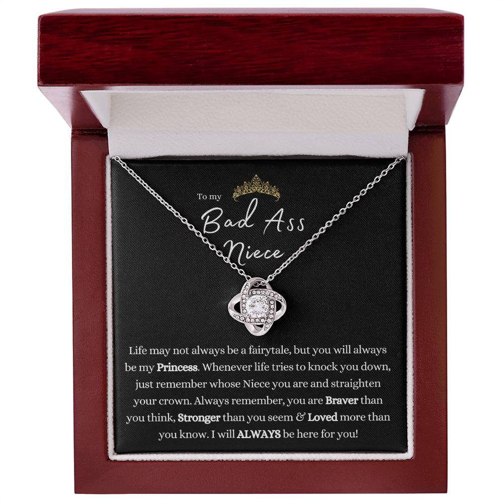 TO MY BAD ASS NIECE LOVE KNOT NECKLACE PRINCESS CROWN TIARA