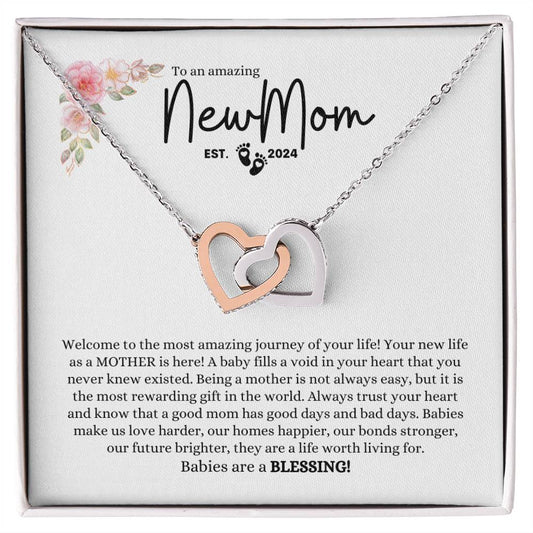 NEW MOM EST 2024 INTERLOCKING HEARTS NECKLACE