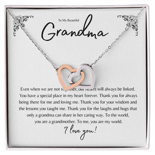 TO MY BEAUTIFUL GRANDMA INTERLOCKING HEARTS