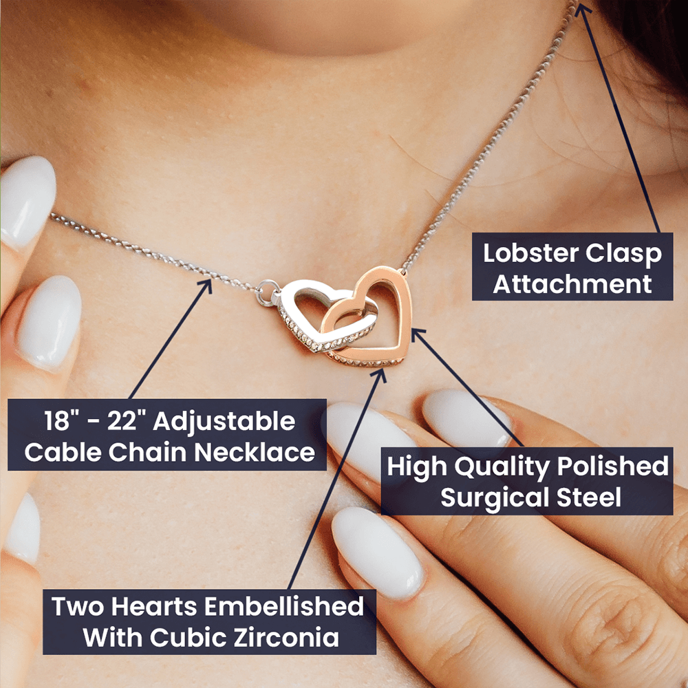 TO MY BAD ASS DAUGHTER INTERLOCKING HEARTS NECKLACE