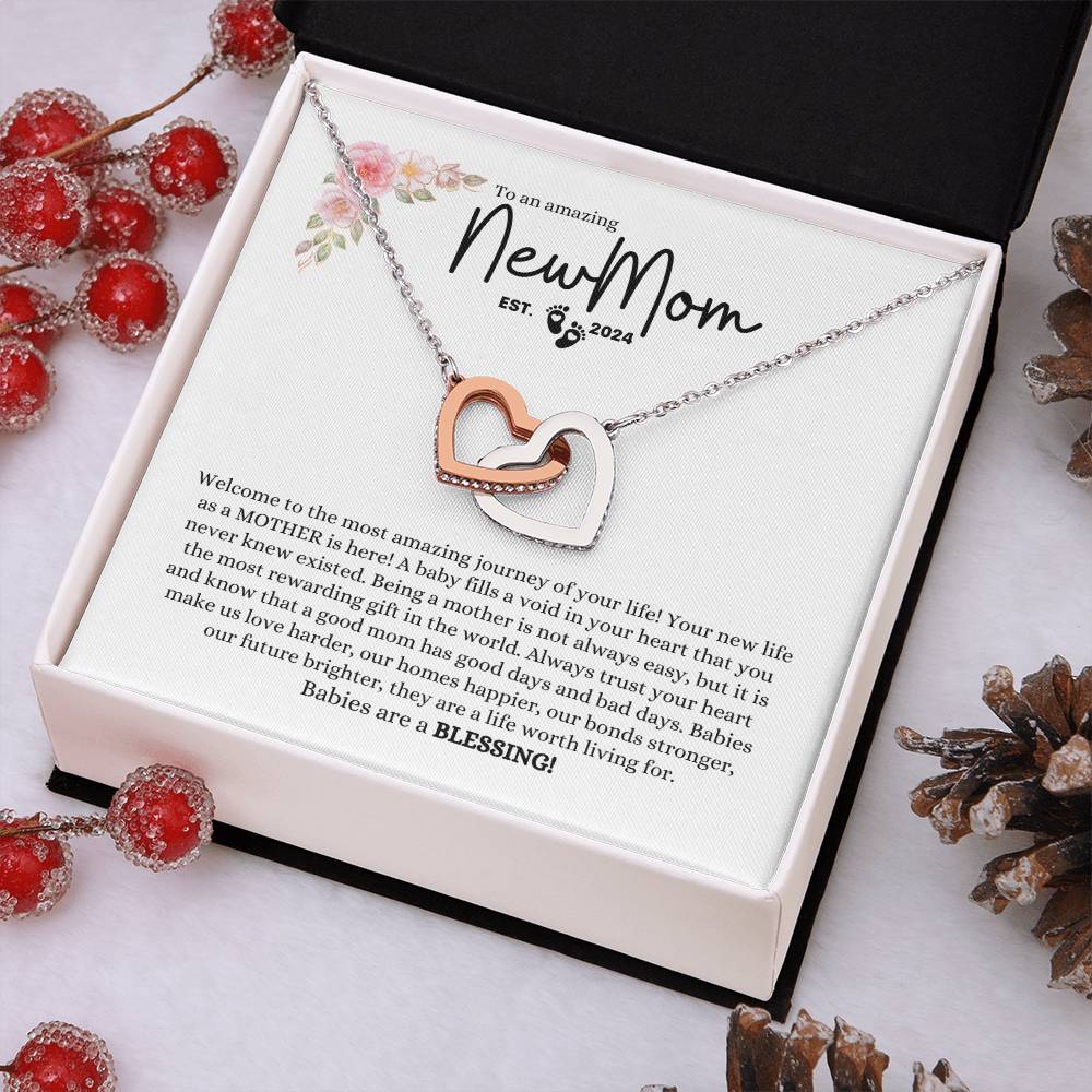 NEW MOM EST 2024 INTERLOCKING HEARTS NECKLACE