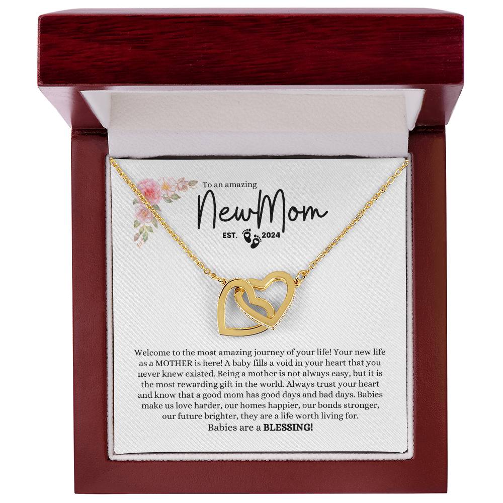 NEW MOM EST 2024 INTERLOCKING HEARTS NECKLACE