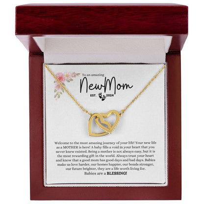 NEW MOM EST 2024 INTERLOCKING HEARTS NECKLACE