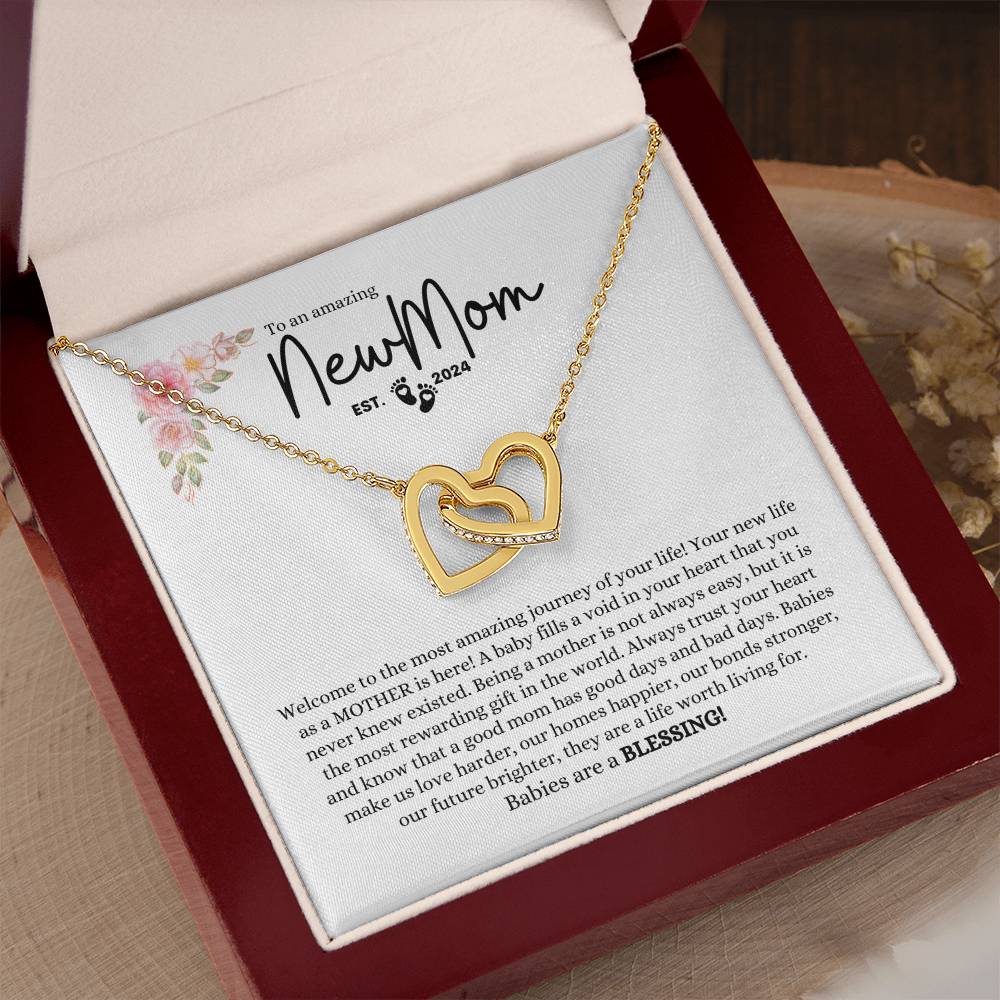 NEW MOM EST 2024 INTERLOCKING HEARTS NECKLACE