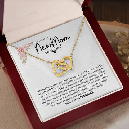 NEW MOM EST 2024 INTERLOCKING HEARTS NECKLACE