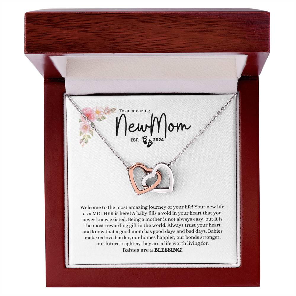 NEW MOM EST 2024 INTERLOCKING HEARTS NECKLACE