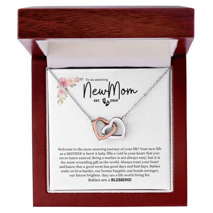 NEW MOM EST 2024 INTERLOCKING HEARTS NECKLACE