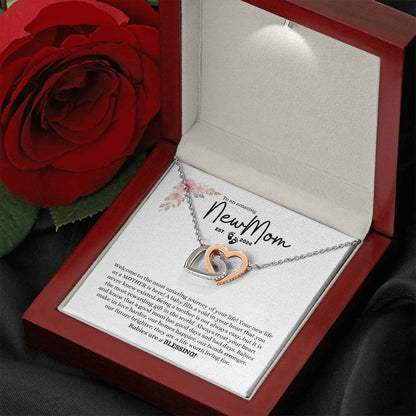 NEW MOM EST 2024 INTERLOCKING HEARTS NECKLACE