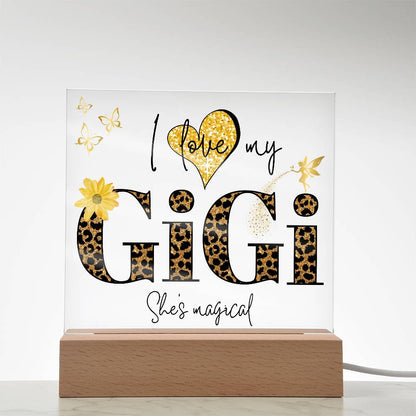 I LOVE MY GIGI SHE'S MAGICAL ACRYLIC LED NIGHT LIGHT PLAQUE LEOPARD PRINT