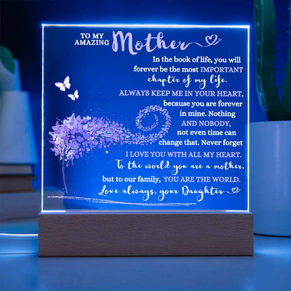 TO MY AMAZING MOTHER KEEPSAKE LED NIGHT LIGHT UP LAMP ACRYLIC PLAQUE GIFT