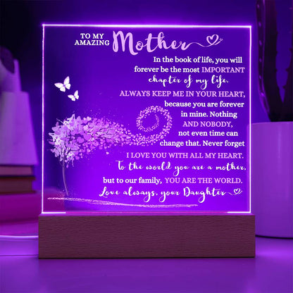 TO MY AMAZING MOTHER KEEPSAKE LED NIGHT LIGHT UP LAMP ACRYLIC PLAQUE GIFT