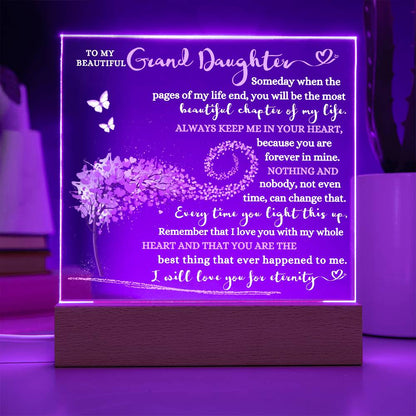 TO MY BEAUTIFUL GRAND DAUGHTER KEEPSAKE LED NIGHT LIGHT UP LAMP ACRYLIC PLAQUE