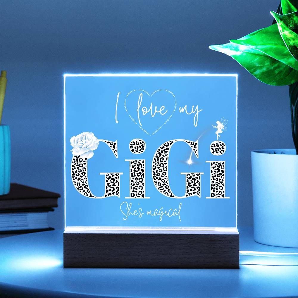 I LOVE MY GIGI SHE'S MAGICAL ACRYLIC LED NIGHT LIGHT PLAQUE LEOPARD PRINT
