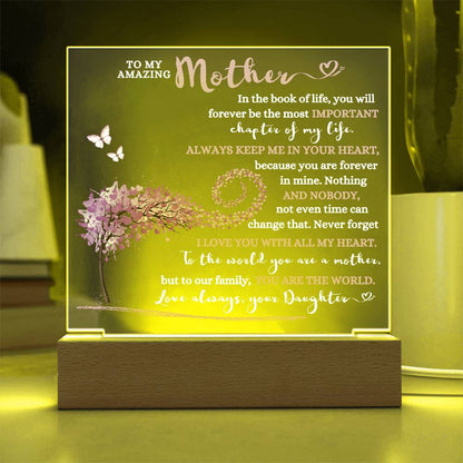 TO MY AMAZING MOTHER KEEPSAKE LED NIGHT LIGHT UP LAMP ACRYLIC PLAQUE GIFT