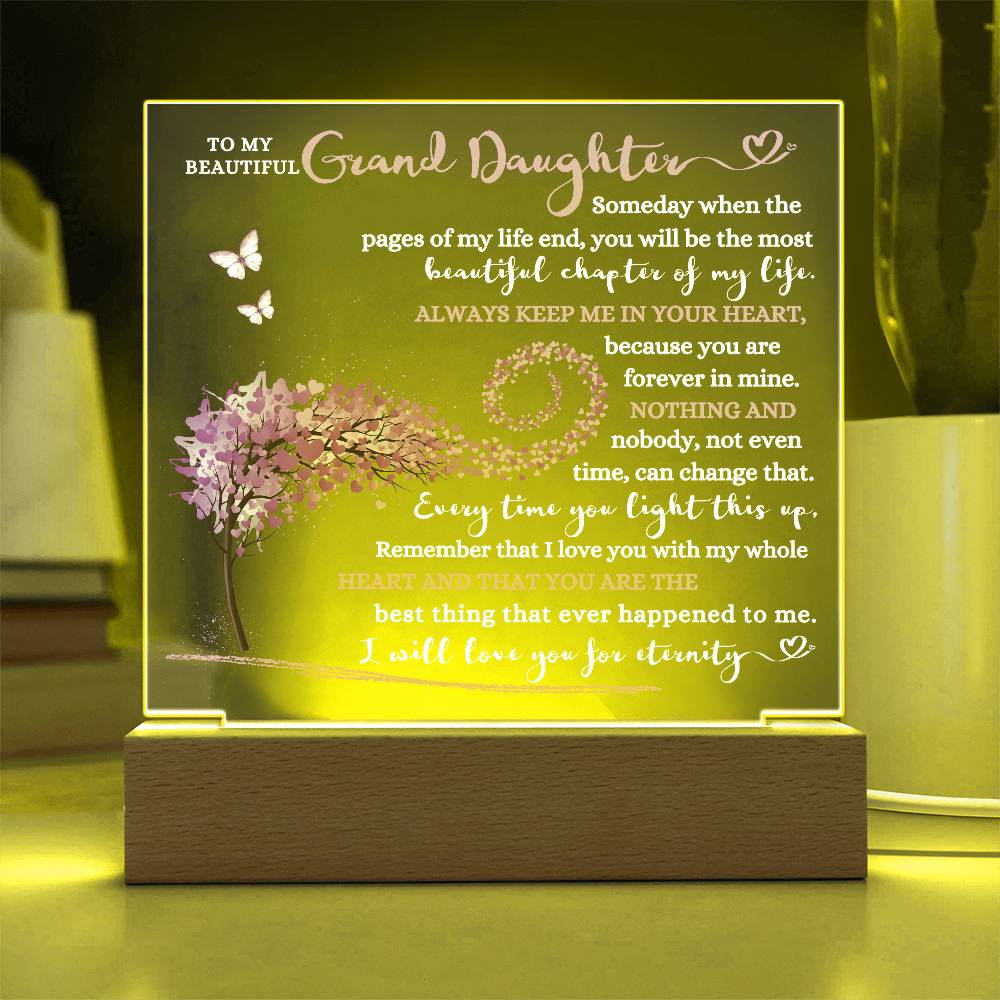 TO MY BEAUTIFUL GRAND DAUGHTER KEEPSAKE LED NIGHT LIGHT UP LAMP ACRYLIC PLAQUE