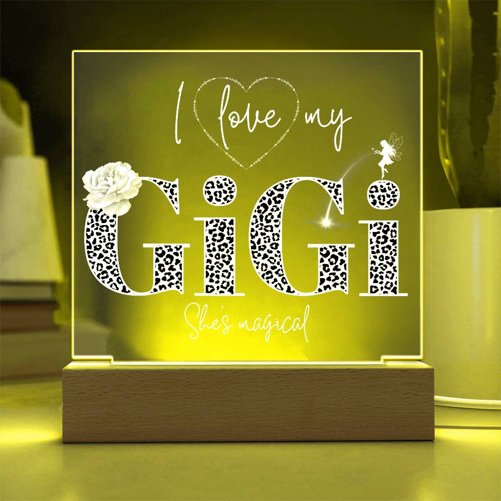 I LOVE MY GIGI SHE'S MAGICAL ACRYLIC LED NIGHT LIGHT PLAQUE LEOPARD PRINT