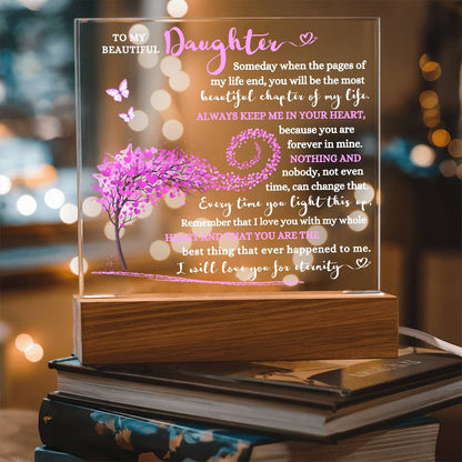 TO MY BEAUTIFUL DAUGHTER LED NIGHT LIGHT UP ACRYLIC PLAQUE