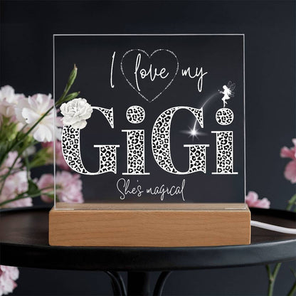 I LOVE MY GIGI SHE'S MAGICAL ACRYLIC LED NIGHT LIGHT PLAQUE LEOPARD PRINT