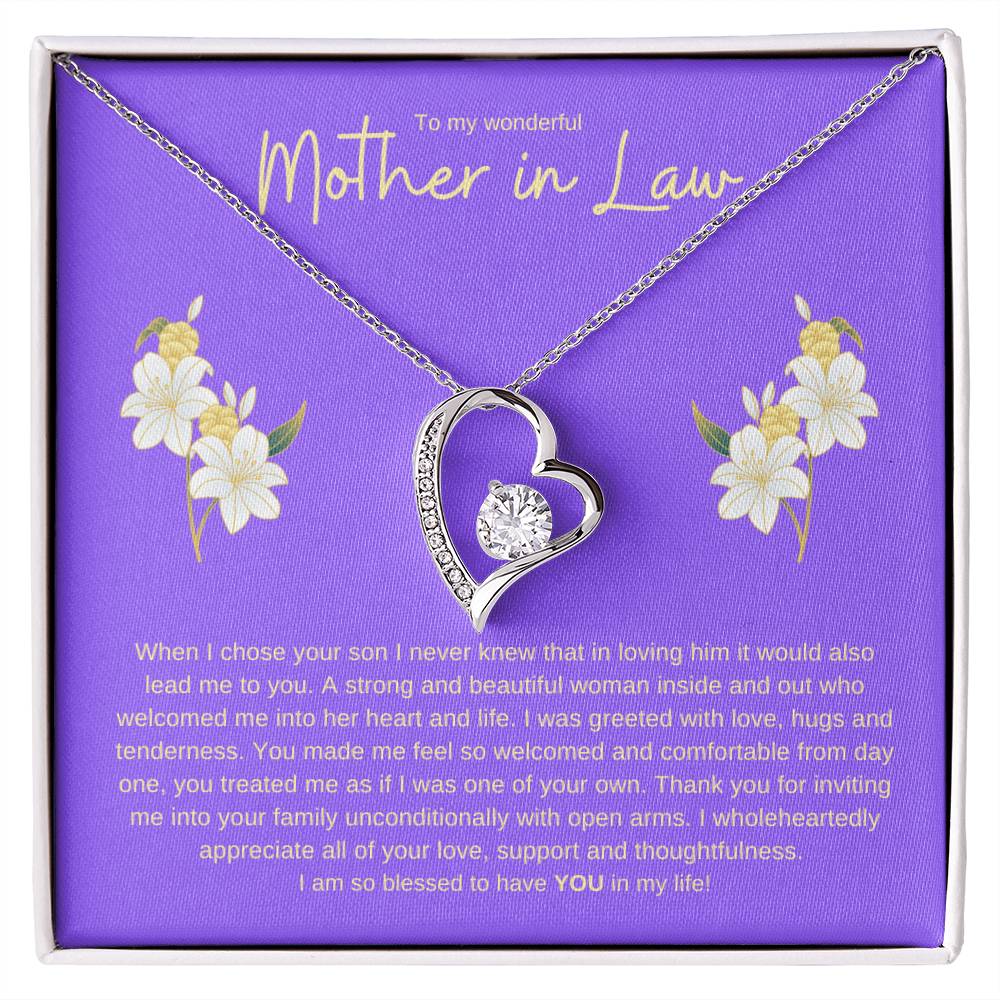 TO MY WONDERFUL MOTHER IN LAW FOREVER LOVE HEART NECKLACE